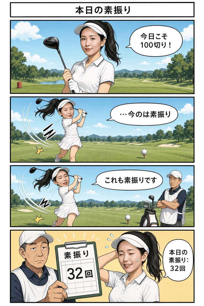 「本日の素振り」— 七変化（ゴルフ編）